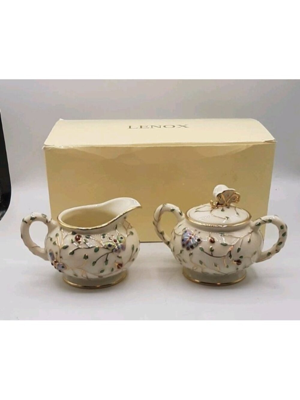 Lenox Summer Enchantment Creamer and Sugar Bowl Parvaneh Holloway New in Box